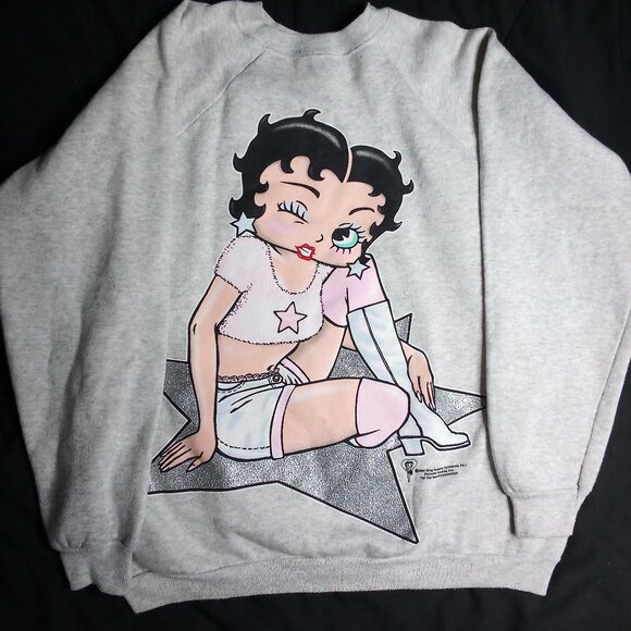 Vintage 90s Betty Boop Super Star Crewneck Sweatshirt - Picture 2 of 6